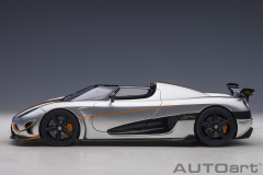 1/18 AUTOart Koenigsegg Agera RS (Moon Silver/Carbon) with Orange Accents - 79024