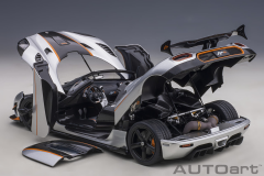 1/18 AUTOart Koenigsegg Agera RS (Moon Silver/Carbon) with Orange Accents - 79024