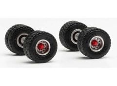 1/87 Wheelset street 11.00x20 double for trailer, chrome/black/red