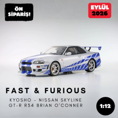 Ön Sipariş - 1/12 KYOSHO Nissan Skyline GT-R R34 - BRIAN O'CONNER - KSR12007A