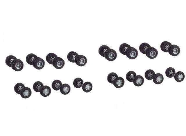 1/87 Allroad tires with 4x4 rims (8 pcs front axle/8 pcs rear axle), black