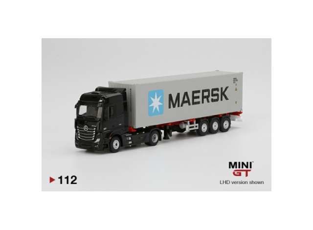 1/64 Mercedes Benz Actros With 40FT Container Left Hand Drive, black/grey