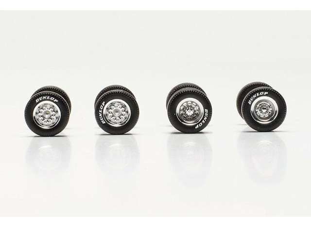 1/87 Banden + velg Dunlop (1x stuur/1x voorl./2x aandr./3x opl.), silver/black