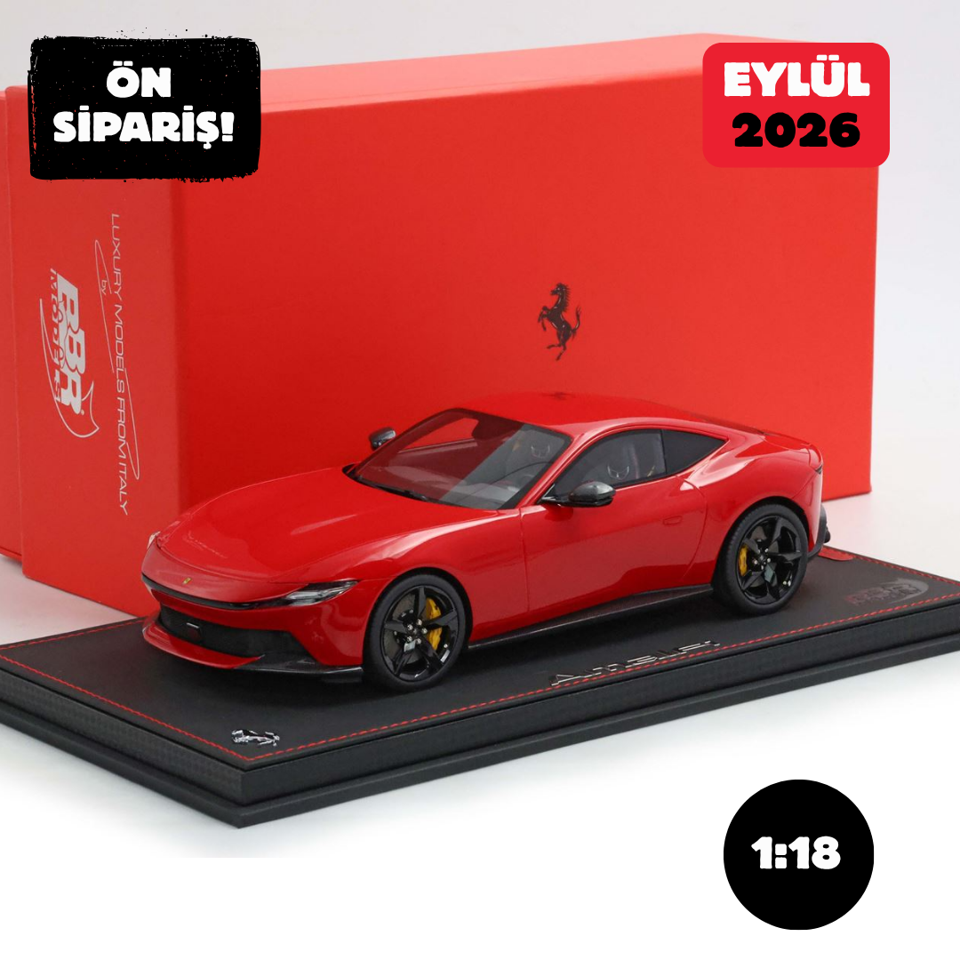 Ön Sipariş - 1/18 BBR Ferrari Amalfi Rosso Corsa with black rims - P18272A1