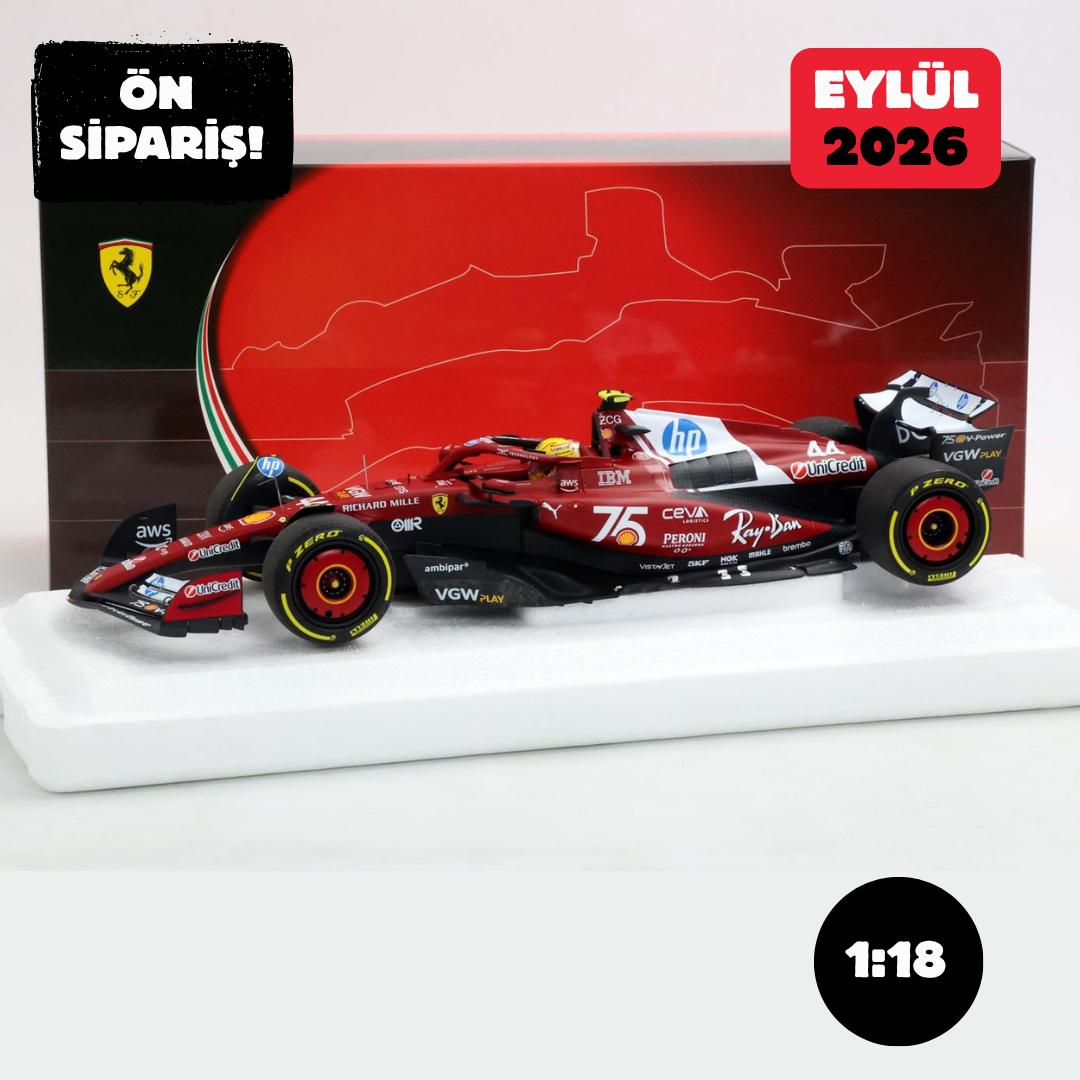 Ön Sipariş - 1/18 BBR Ferrari SF25 Monaco livery for 75 years with Shell Hamilton - Polyfoam - P18267C44 / BBR252044