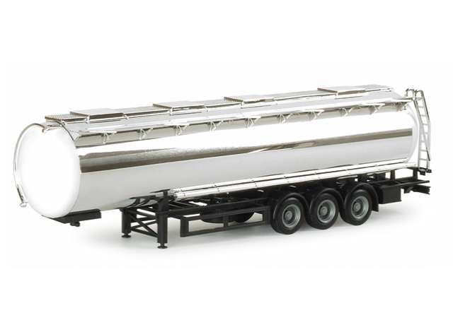 1/87 Chrome Food Tank Trailer Unprinted, chrome/red