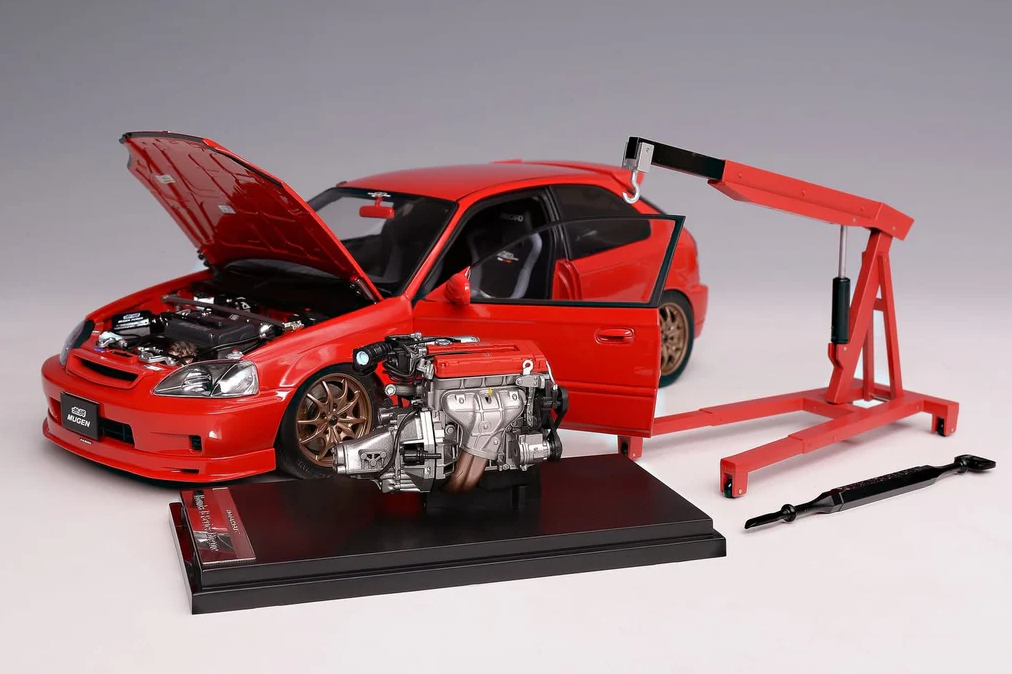 1/18 MOTORHELIX - HONDA - CIVIC EK9 TYPE R MUGEN WITH ENGINE AND ACCESSORIES 1999