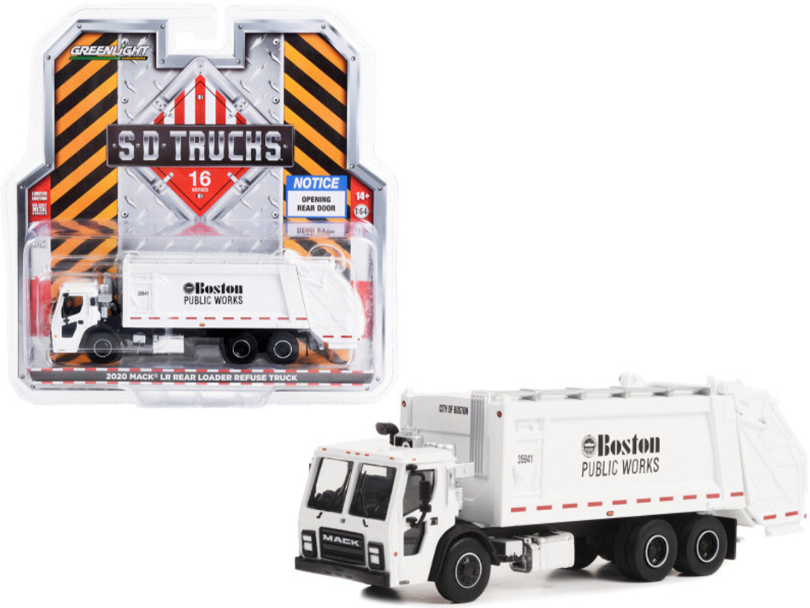 1:64 ÖLÇEK GREENLIGHT - MACK - LR REAR REFUSE TRUCK CASSONE RIBALTABILE 3-ASSI 2020 - TRASPORTO RIFIUTI