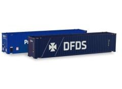 1/87 Container 45 ft. High Cube 1x P&O Ferrymaster & 1x DFDS, blue