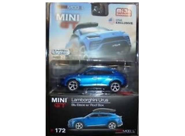 1/64 Lamborghini Urus, blue eleos with Roof Box