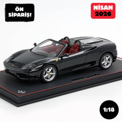 Ön Sipariş - 1/18 BBR Ferrari 360 Modena Spider manual gear Gloss Black - Bordeaux