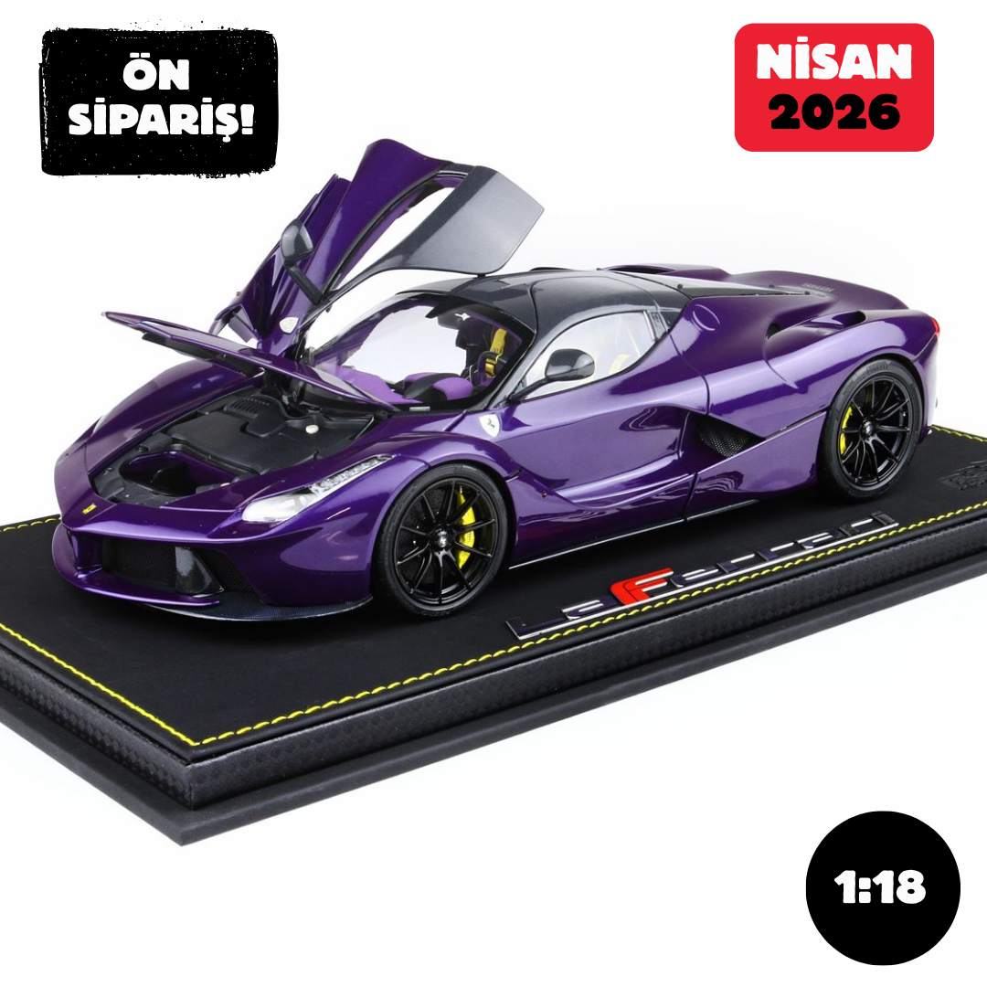 Ön Sipariş - 1/18 BBR Ferrari LaFerrari 2012 open diecast - SPECIAL PACK Purple Dubai- Viola Vio tailor made