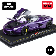 Ön Sipariş - 1/18 BBR Ferrari LaFerrari 2012 open diecast - SPECIAL PACK Purple Dubai- Viola Vio tailor made