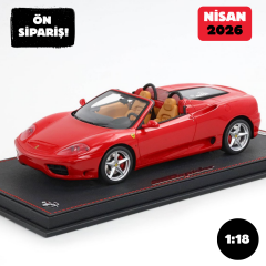 Ön Sipariş - 1/18 BBR Ferrari 360 Modena Spider automatic gear Rosso Corsa - Beige interior - challenge back grid