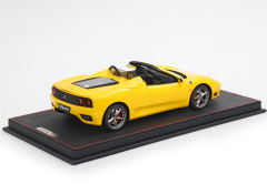 Ön Sipariş - 1/18 BBR Ferrari 360 Modena Spider automatic gear Giallo Modena - Black - italian stripe - challenge back grid