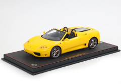 Ön Sipariş - 1/18 BBR Ferrari 360 Modena Spider automatic gear Giallo Modena - Black - italian stripe - challenge back grid
