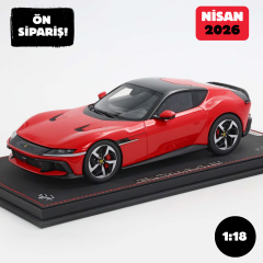 Ön Sipariş - 1/18 BBR Ferrari 12Cilindri Coupe Rosso Corsa silver rims and red brakes