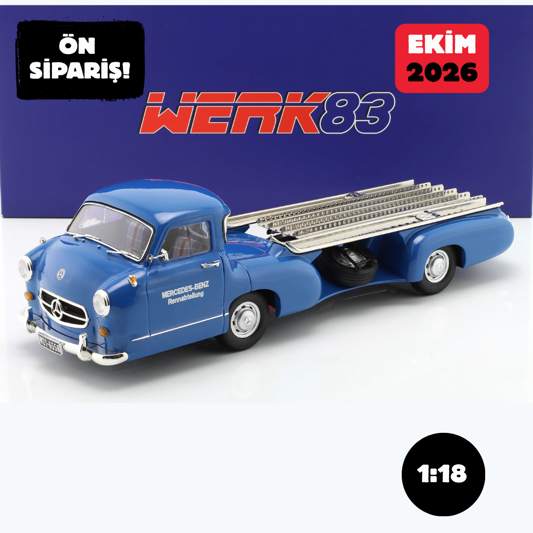 Ön Sipariş - 1/18 WERK83 Mercedes-Benz racing transporter ''the blue Wonder'' year 1955 blue - W1801701