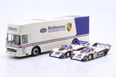 SCHUCO - MERCEDES BENZ - O317 TRUCK CAR TRANSPORTER PORSCHE ROTHMANS 1984