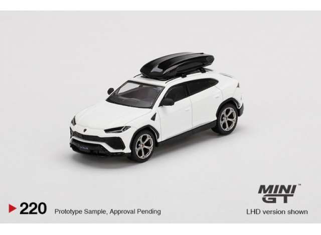 1/64 Lamborghini Urus Bianco Monocerus Matt with Roof Box, white/black