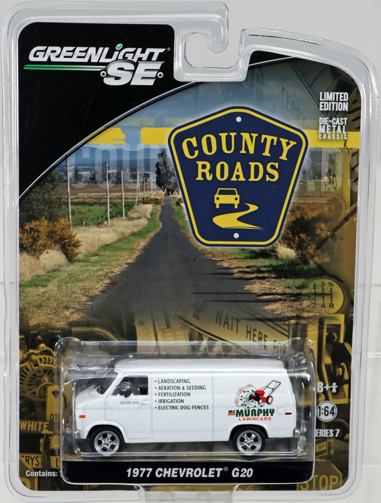 1:64 GreenLight 1977 Chevrolet G20 County Roads Series - 29730 NRFP White
