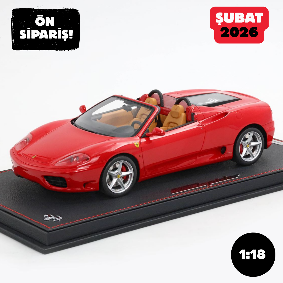 Ön Sipariş - 1/18 BBR Ferrari 360 Modena Spider automatic gear Rosso Corsa - Beige