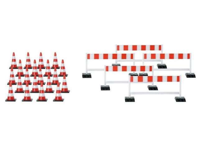 1/87 Pylons(20 pcs.) and barrier gates (5 pcs.) white/red