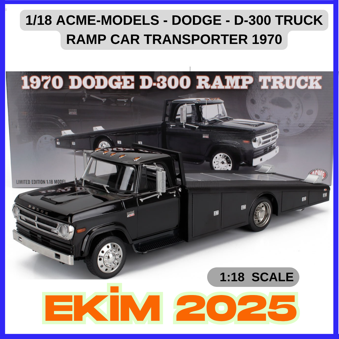 1/18 ACME-MODELS - DODGE - D-300 TRUCK RAMP CAR TRANSPORTER 1970