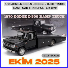 1/18 ACME-MODELS - DODGE - D-300 TRUCK RAMP CAR TRANSPORTER 1970