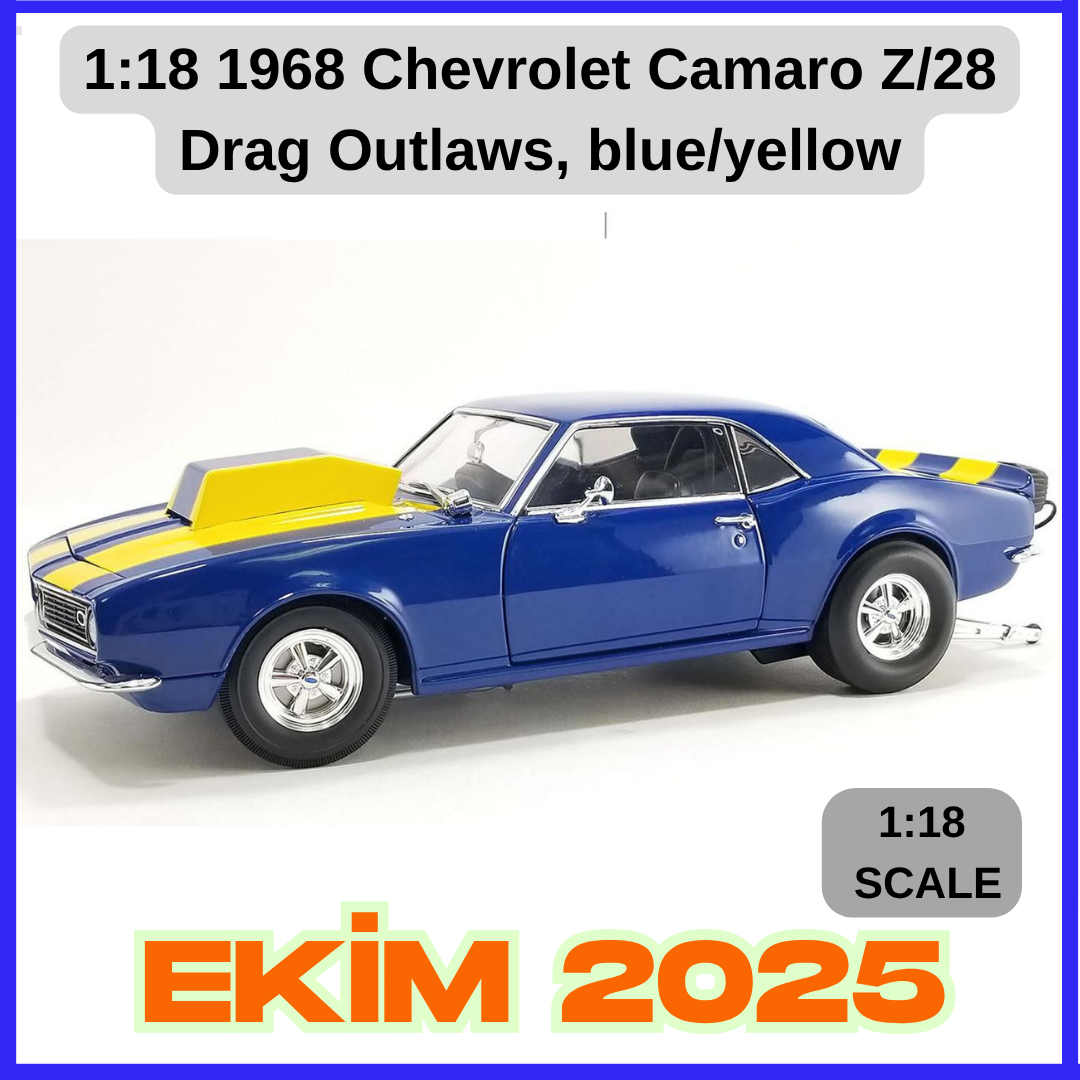 1:18 1968 Chevrolet Camaro Z/28 Drag Outlaws, blue/yellow