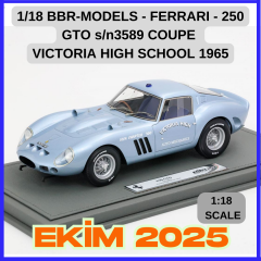 1/18 BBR-MODELS - FERRARI - 250 GTO s/n3589 COUPE VICTORIA HIGH SCHOOL 1965