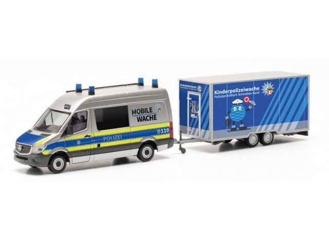 1/87 Mercedes Benz Sprinter with trailer Police Bayern, silver/blue