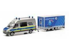 1/87 Mercedes Benz Sprinter with trailer Police Bayern, silver/blue