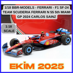 1/18 BBR-MODELS - FERRARI - F1 SF-24 TEAM SCUDERIA FERRARI N 55 5th MIAMI GP 2024 CARLOS SAINZ