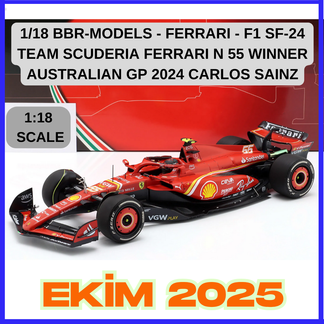 1/18 BBR-MODELS - FERRARI - F1 SF-24 TEAM SCUDERIA FERRARI N 55 WINNER AUSTRALIAN GP 2024 CARLOS SAINZ