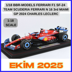 1/18 BBR-MODELS - FERRARI - F1 SF-24 TEAM SCUDERIA FERRARI N 16 3rd MIAMI GP 2024 CHARLES LECLERC