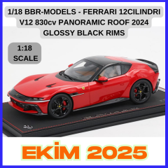 1/18 BBR-MODELS - FERRARI - 12CILINDRI V12 830cv PANORAMIC ROOF 2024 - GLOSSY BLACK RIMS