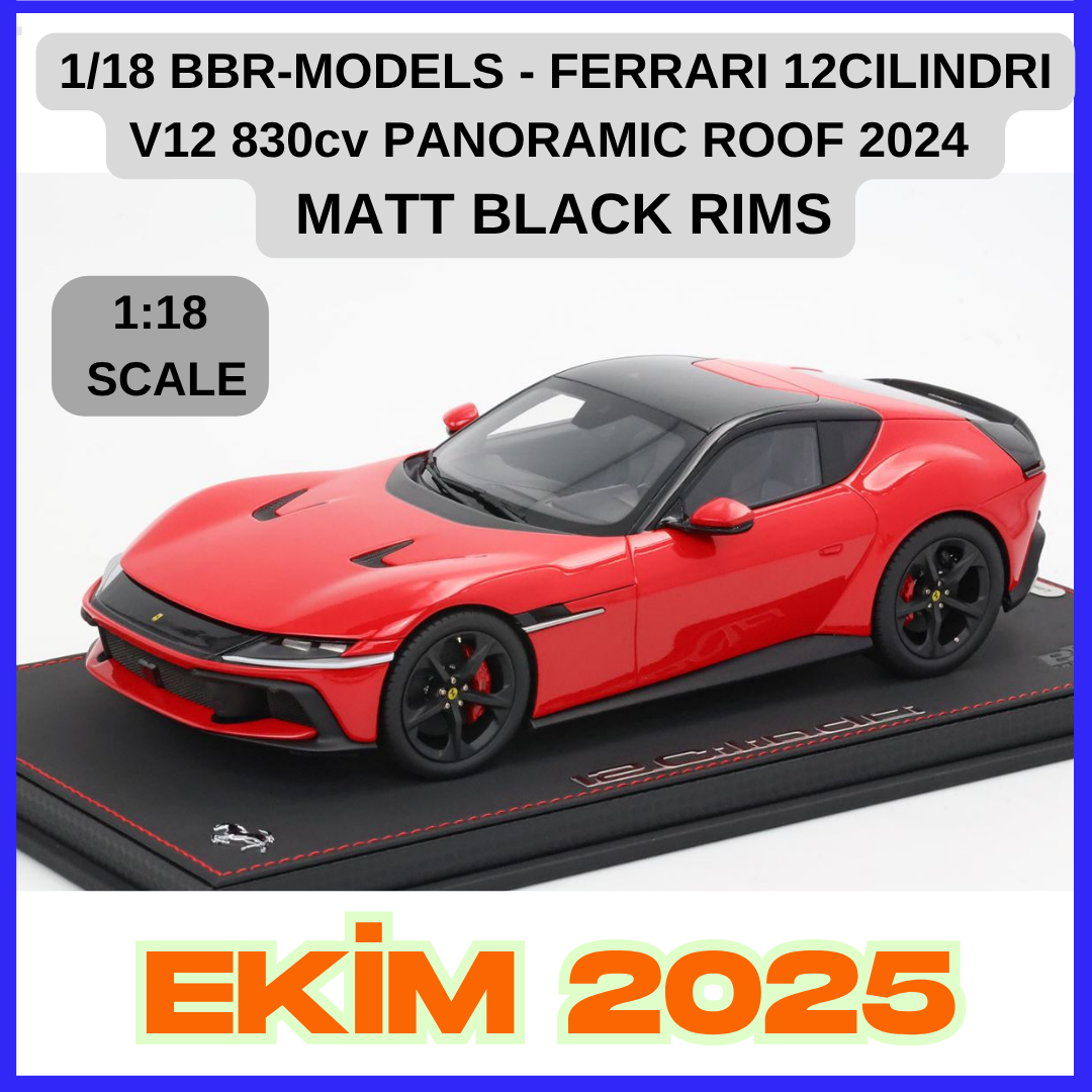 1/18 BBR-MODELS - FERRARI - 12CILINDRI V12 830cv PANORAMIC ROOF 2024 - MATT BLACK RIMS