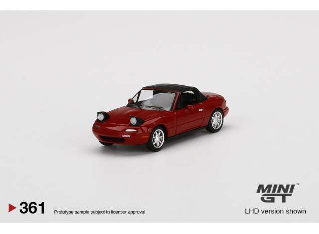 1/64 Mazda Miata MX-5 NA soft top, red with headlights up