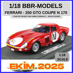 1/18 BBR-MODELS - FERRARI - 250 GTO COUPE N 170 TOUR DE FRANCE 1964 ANNIE SOISBAULT - NICOLE ROURE