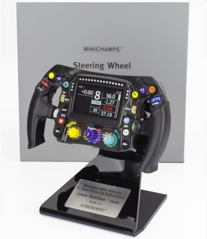 1/2 MINICHAMPS -STEERING WHEEL - F1 MERCEDES PERFORMANCE TEAM AMG  WORLD CHAMPION SEASON 2020 LEWIS HAMILTON
