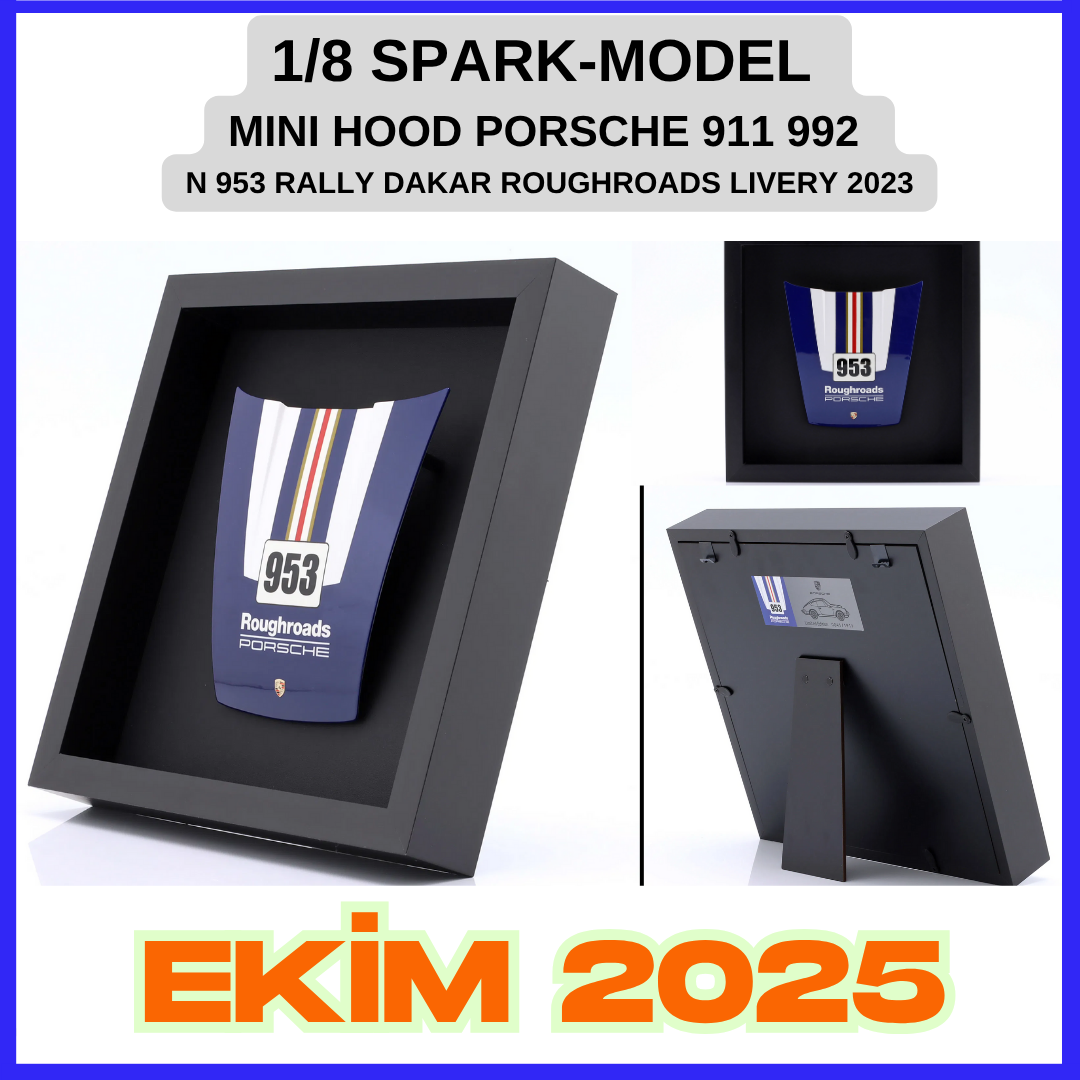 1/8 SPARK-MODEL - ACCESSORIES - MINI HOOD PORSCHE 911 992 N 953 RALLY DAKAR ROUGHROADS LIVERY 2023