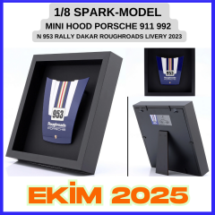 1/8 SPARK-MODEL - ACCESSORIES - MINI HOOD PORSCHE 911 992 N 953 RALLY DAKAR ROUGHROADS LIVERY 2023