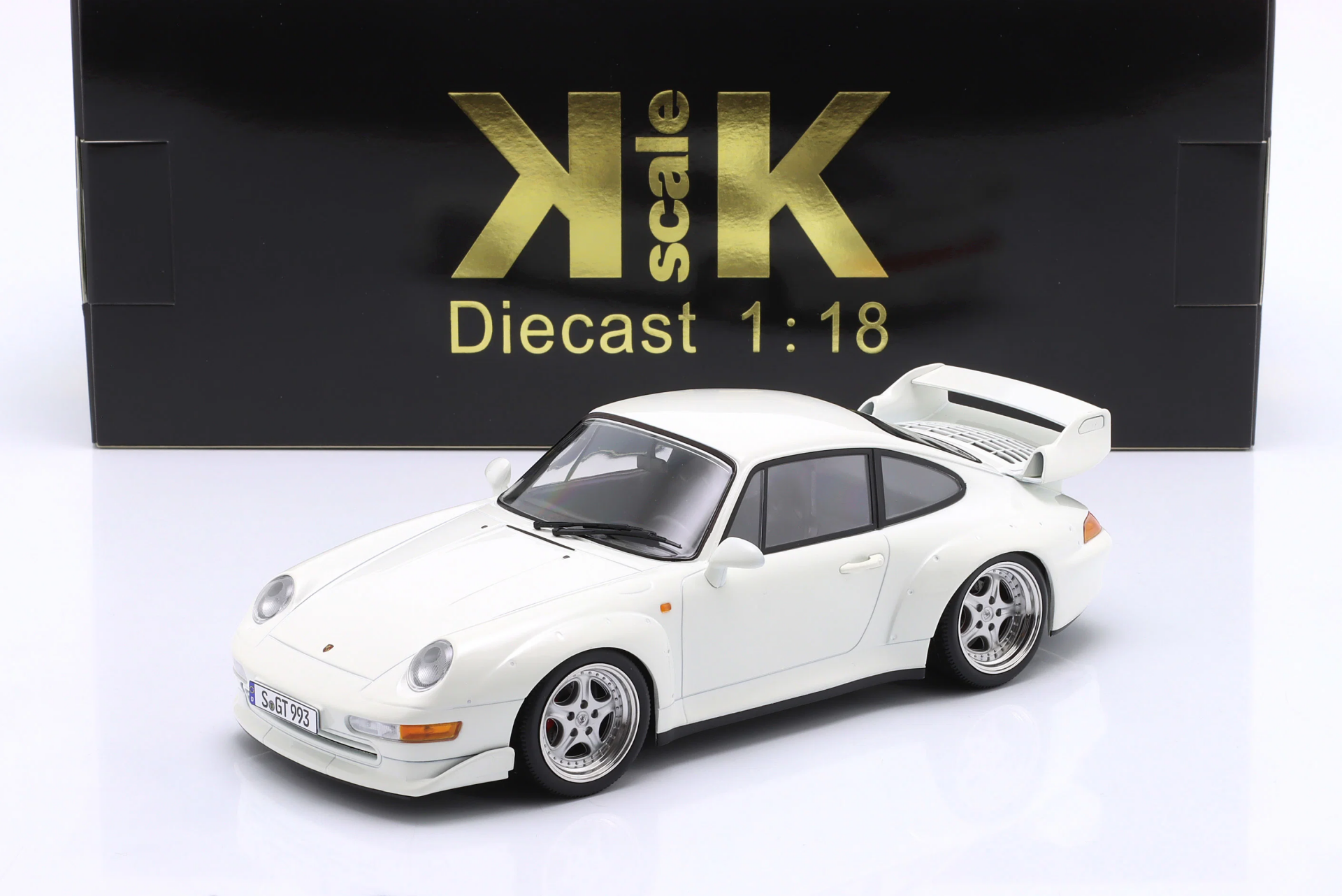 1/18 KK SCALE Porsche 911 (993) GT2 Year 1996 Grand Prix white / Speedline Rims - KKDC181424S