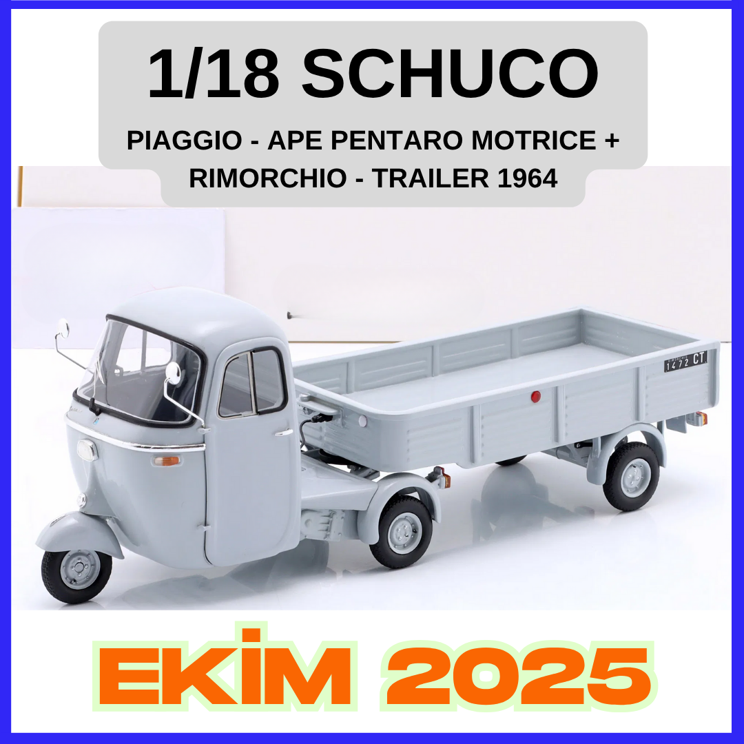 1/18 SCHUCO - PIAGGIO - APE PENTARO MOTRICE + RIMORCHIO - TRAILER 1964