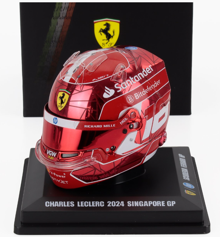1/5 LOOKSMART - BELL HELMET - CASCO HELMET F1 CHARLES LECLERC TEAM FERRARI HP N 16 SINGAPORE GP 2024