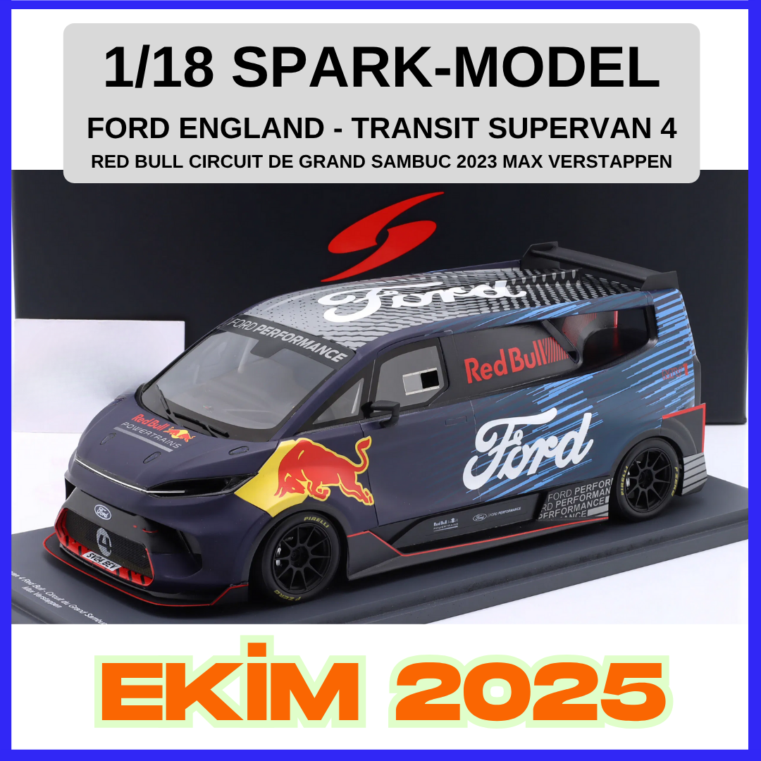 1/18 SPARK-MODEL - FORD ENGLAND - TRANSIT SUPERVAN 4 RED BULL CIRCUIT DE GRAND SAMBUC 2023 MAX VERSTAPPEN