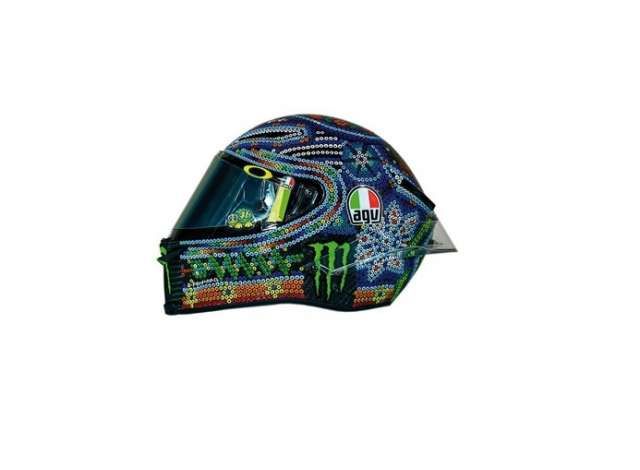 1/8 2018 AGV Helmet Valentino Rossi Winter Test Sepang 27-01-18, blue/green