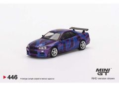 1/64 Nissan Skyline GT-R R34 V-Spec II *5th anniversary model Mini GT*, purple/blue