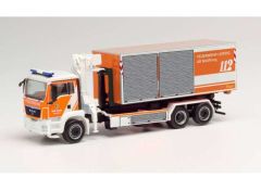 MAN TGS M Wechsellader-LKW mit Kran Feuerwehr Leipzig AB Belüftung, orange/white